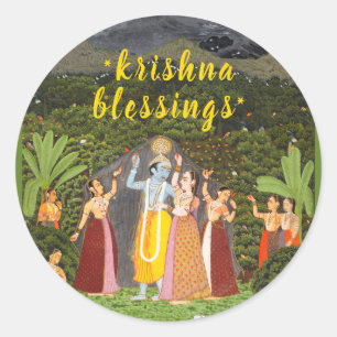 Sticker Rond Lord Krishna Bénédictions Gopis Rajasthan Inde 176