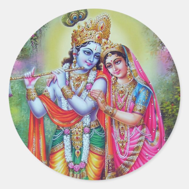 Sticker Rond Lord Krishna & Radha (Devant)
