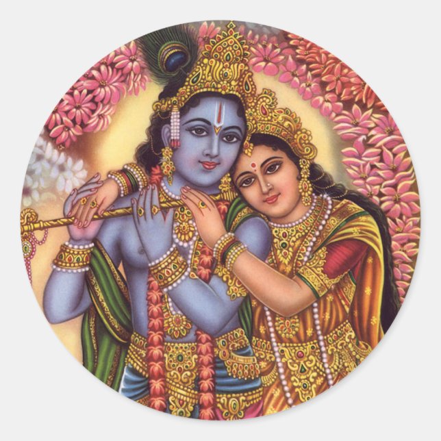 Sticker Rond Lord Krishna & Radha (Devant)