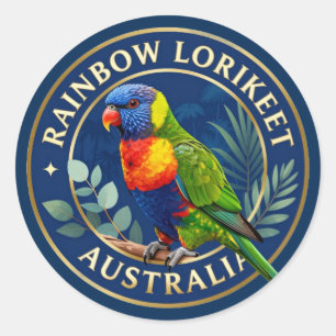 Sticker Rond 🦜 Loriquet arc-en-ciel Australie Oiseau Tropical