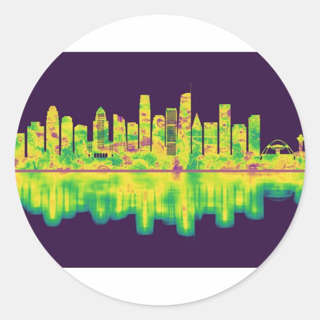 Sticker Rond Los Angeles California Skyline (Devant)