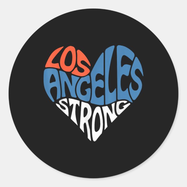 Sticker Rond Los Angeles : Prière Coeur Forte Pour La Support C (Devant)