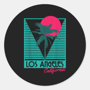 Sticker Rond Los Angeles Vintage Retro La California Beach Souv