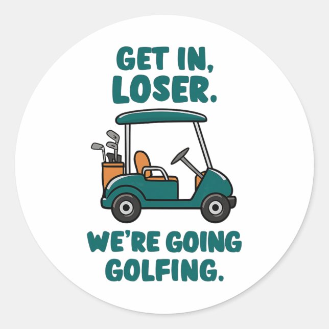 Sticker Rond Loser On va faire du golf Funny Retro Golf (Devant)