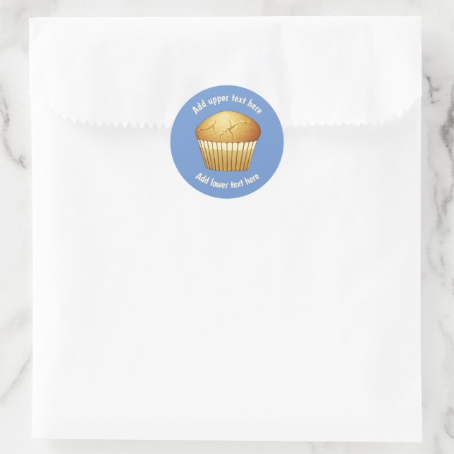 Sticker Rond Lot de muffins - Ajouter 2 lignes de texte personn (Sac)