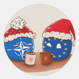 Sticker Rond L'OTAN et l'Union européenne au chocolat chaud