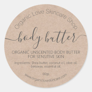 Sticker Rond Lotion simple Kraft pour le beurre de corps fait m