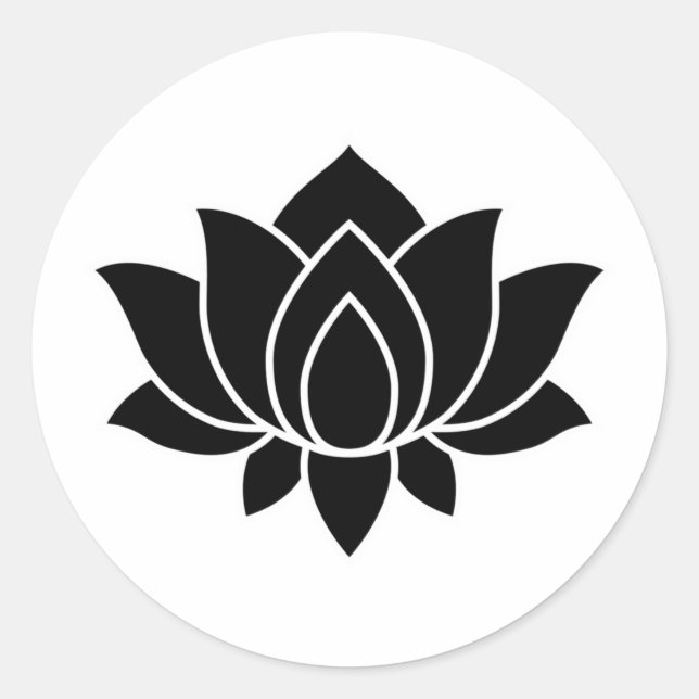 Sticker Rond Lotus Black Blooming Symbole Fleur Classic Round S (Devant)