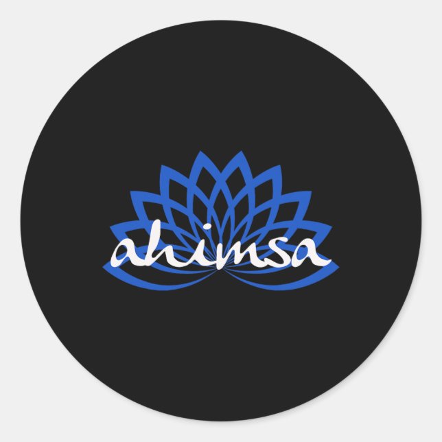 Sticker Rond Lotus Bleu Ahimsa  (Devant)