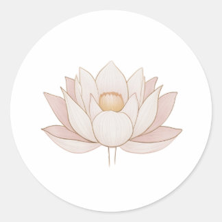 Sticker Rond Lotus éclairé : Symbole minimaliste de pureté"
