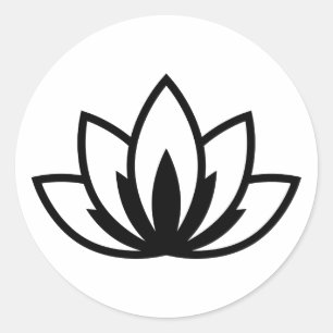 Sticker Rond Lotus en fleurs blanches Symbole Fleur Classic Rou