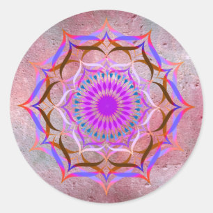 Sticker Rond Lotus Fleur Aquarelle Mandala Guérison Yoga