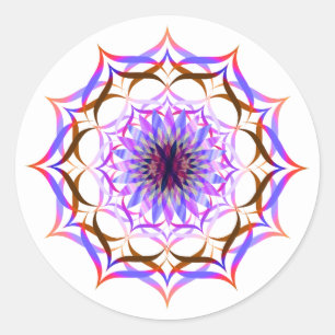 Sticker Rond Lotus Fleur Aquarelle Mandala Guérison Yoga