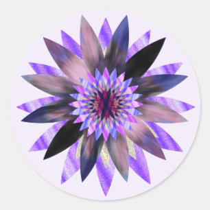 Sticker Rond Lotus Fleur Aquarelle Mandala Guérison Yoga