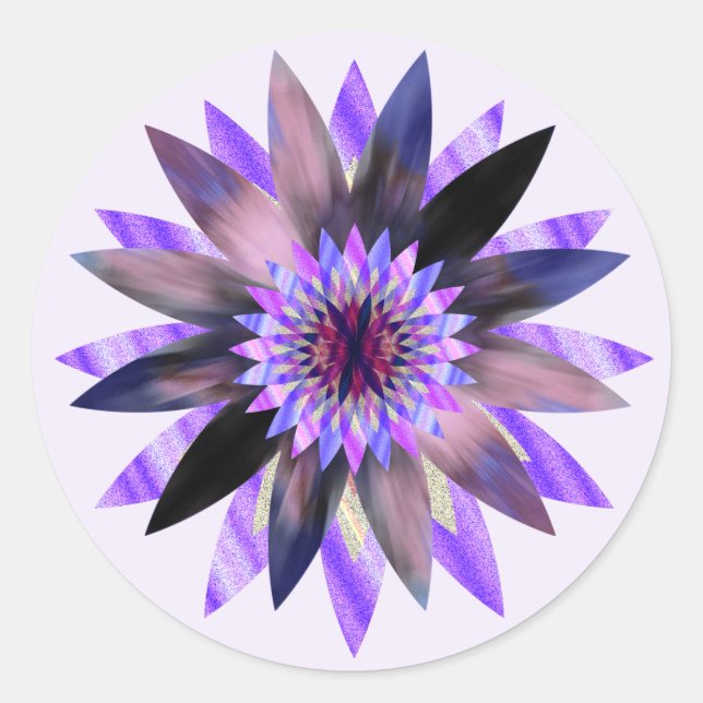 Sticker Rond Lotus Fleur Aquarelle Mandala Guérison Yoga (Devant)