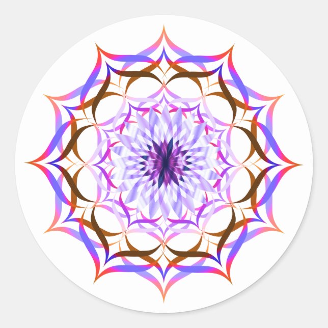 Sticker Rond Lotus Fleur Aquarelle Mandala Guérison Yoga (Devant)