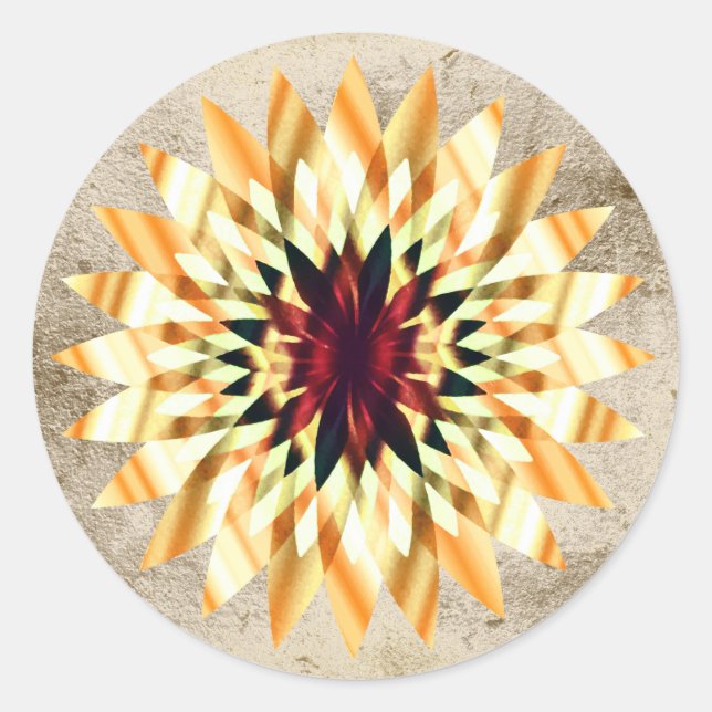 Sticker Rond Lotus Fleur Aquarelle Or Logo Guérison Yoga (Devant)