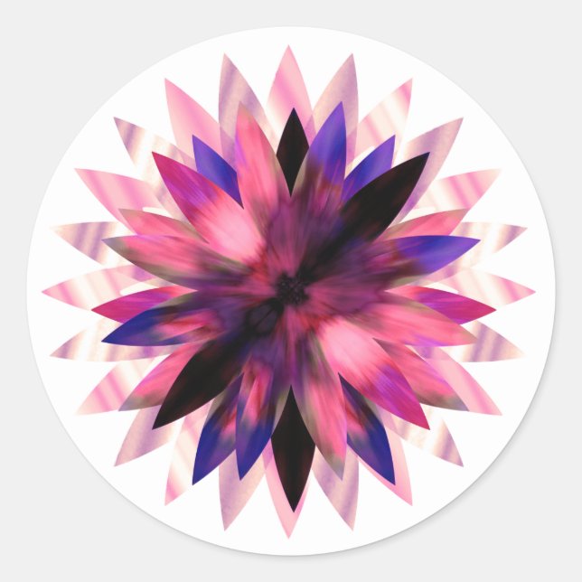 Sticker Rond Lotus Fleur Aquarelle rose Logo Guérison Yoga (Devant)