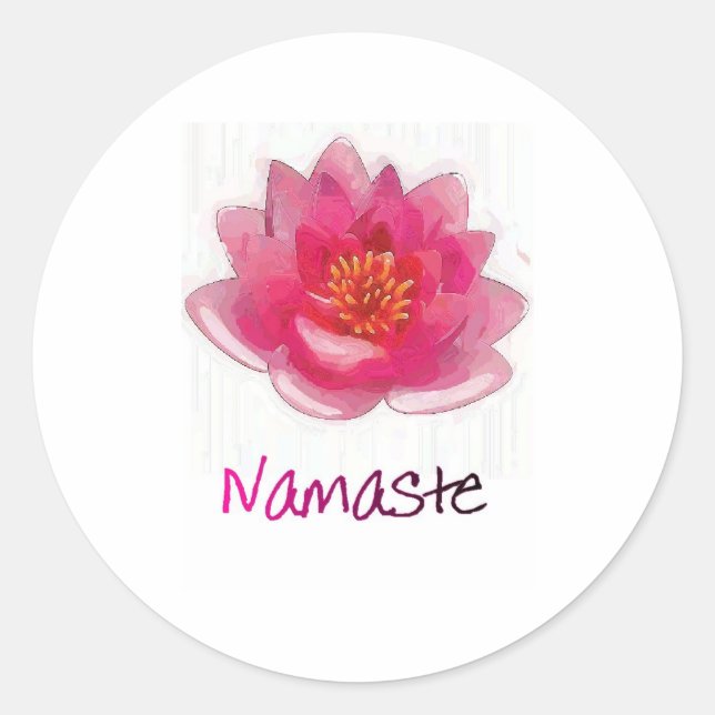 Sticker Rond Lotus Fleur "Namaste" Cadeaux de Yoga (Devant)