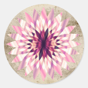 Sticker Rond Lotus Flower Aquarelle violet Logo Guérison Yoga