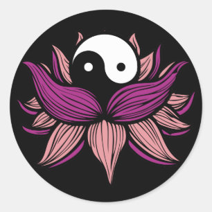 Sticker Rond Lotus Flower et Yin Yang