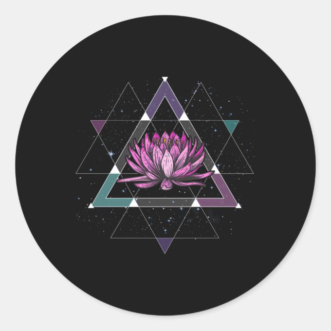Sticker Rond Lotus Flower Sacred Geometry Yoga Meditation Spiri (Devant)
