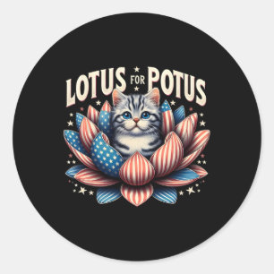 Sticker Rond Lotus For Potus Us Amoureux de les chats Du Drapea