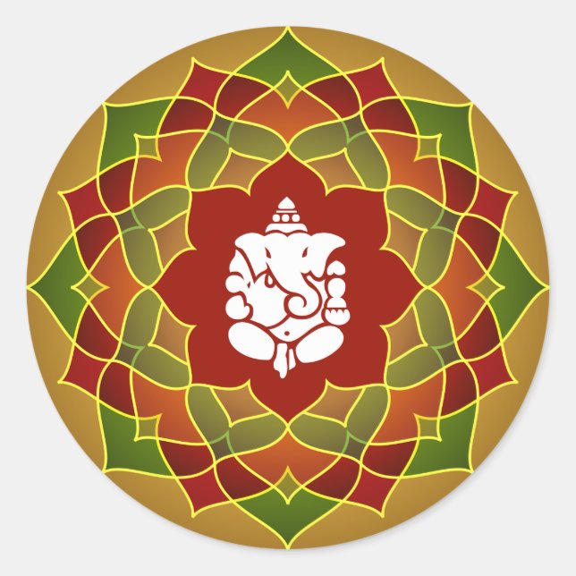 Sticker Rond Lotus Ganesha Design (Devant)