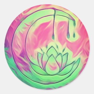 Sticker Rond Lotus goutte de rosée Lune