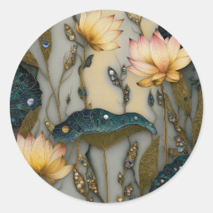 Sticker Rond Lotus Light Awakening conception botanique