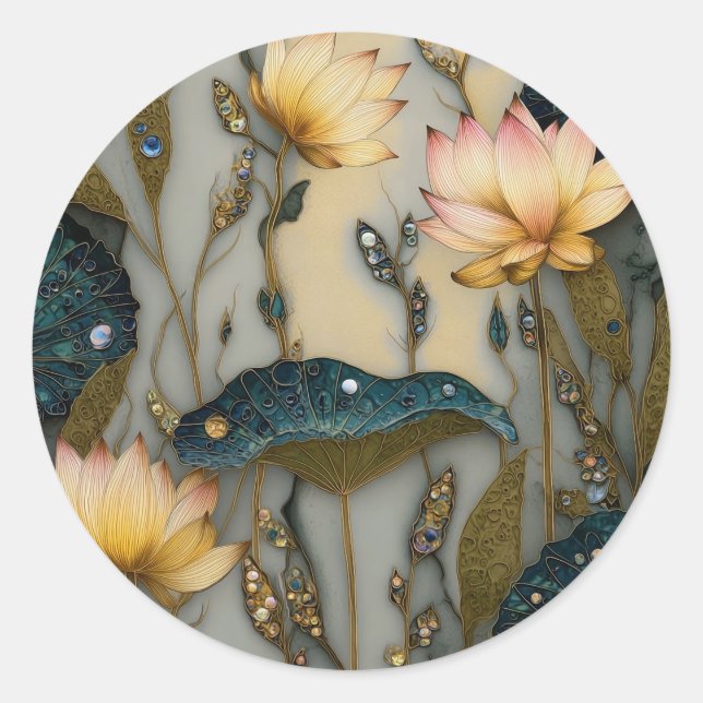 Sticker Rond Lotus Light Awakening | conception botanique (Devant)
