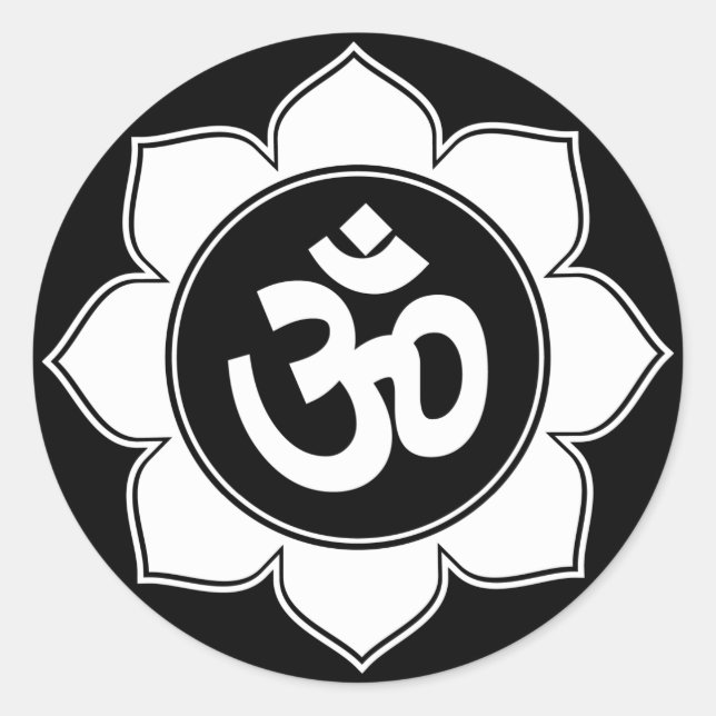 Sticker Rond Lotus Om Design (Devant)