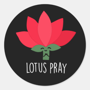 Sticker Rond Lotus Pray Funny Plante Pun Dark BG