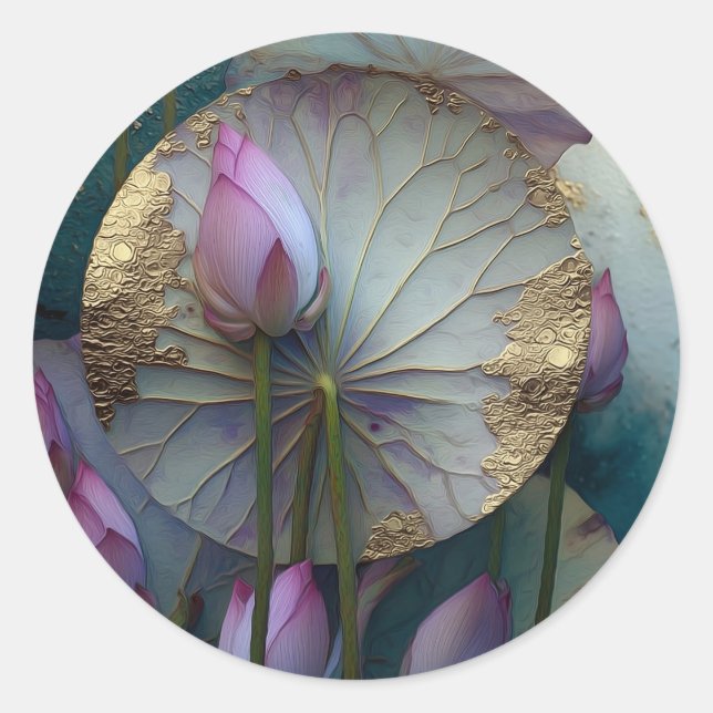 Sticker Rond Lotus Reverie | Conception de fleur de lotus (Devant)