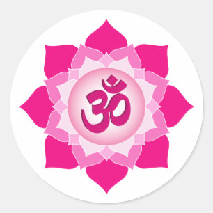 Sticker Rond Lotus rose