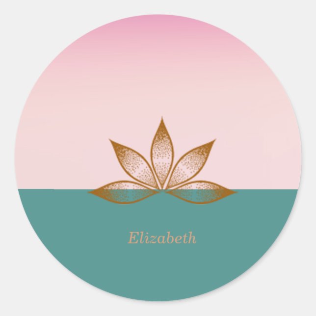Sticker Rond Lotus rose vert Cool (Devant)