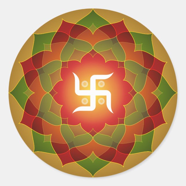 Sticker Rond Lotus Swastika Design (Devant)