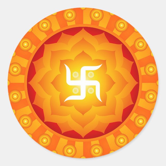Sticker Rond Lotus Swastika Design spirituel (Devant)