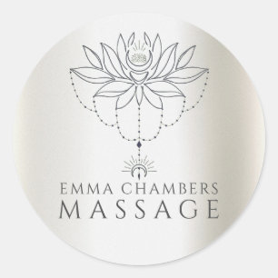 Sticker Rond Lotus Thérapiste Massage Fleur Pearlescent