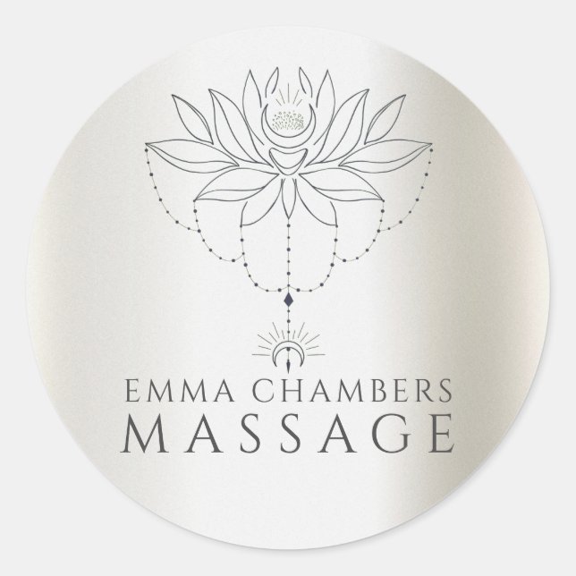 Sticker Rond Lotus Thérapiste Massage Fleur Pearlescent (Devant)