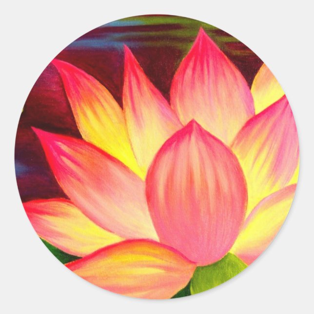 Sticker Rond Lotus Water Lily Art chinois - Multi (Devant)