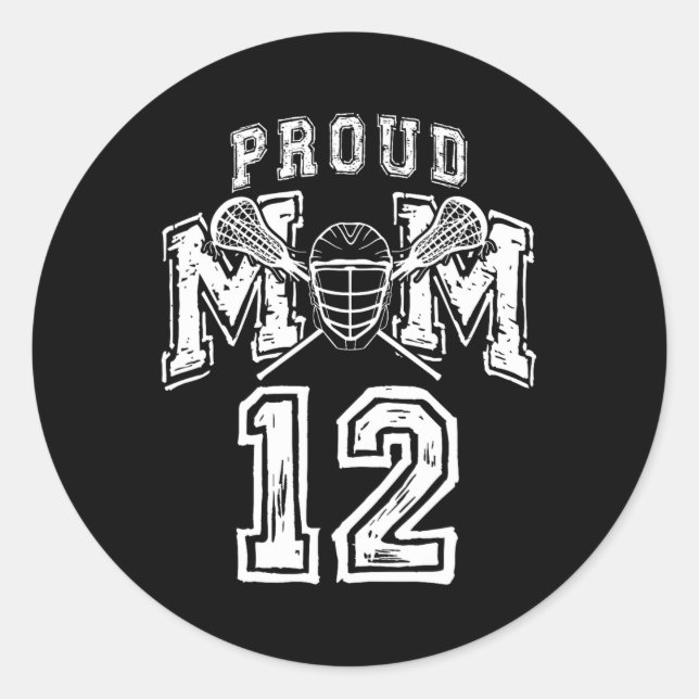 Sticker Rond Loud Fier Lacrosse Maman Nombre Joueur 12 Mama Fam (Devant)