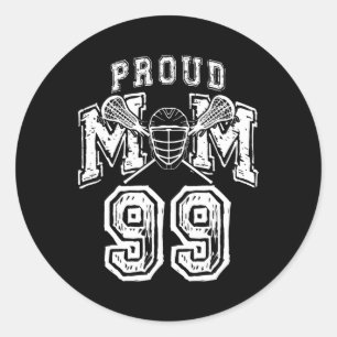 Sticker Rond Loud Fier Lacrosse Maman Nombre Joueur 99 Mama Fam