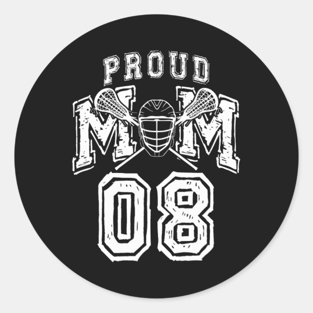 Sticker Rond Loud Fier Lacrosse Maman Numéro Joueur 08 Mama Fam (Devant)