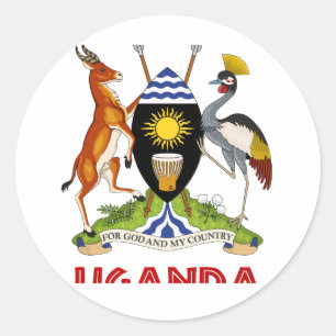 Sticker Rond L'OUGANDA - drapeau/emblème/manteau des