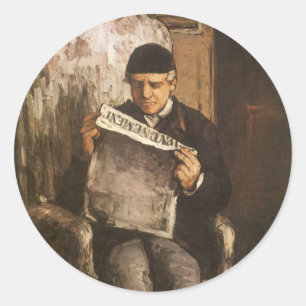 Sticker Rond Louis Auguste Cezanne Père De L'Artiste Lecture