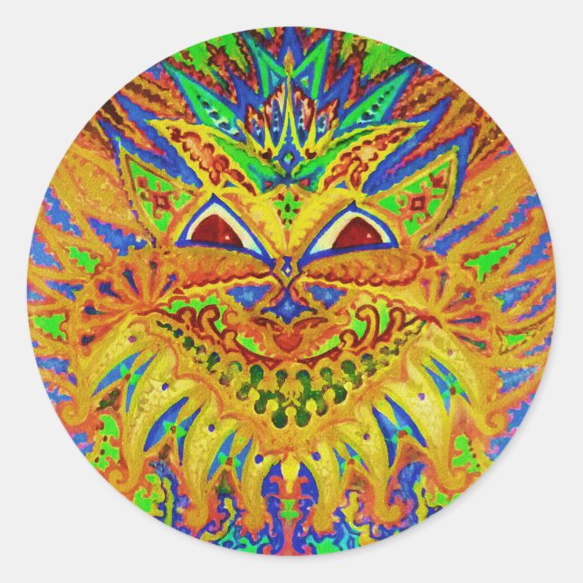 Sticker Rond Louis Wain - Blue Paisley Cat (Devant)