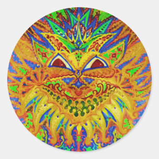 Sticker Rond Louis Wain - Blue Paisley Cat