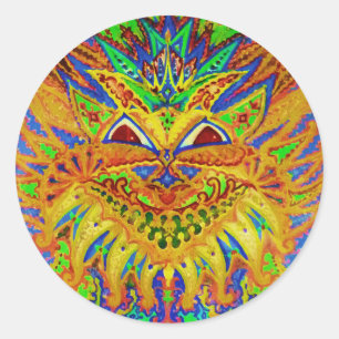 Sticker Rond Louis Wain - chat bleu de Paisley