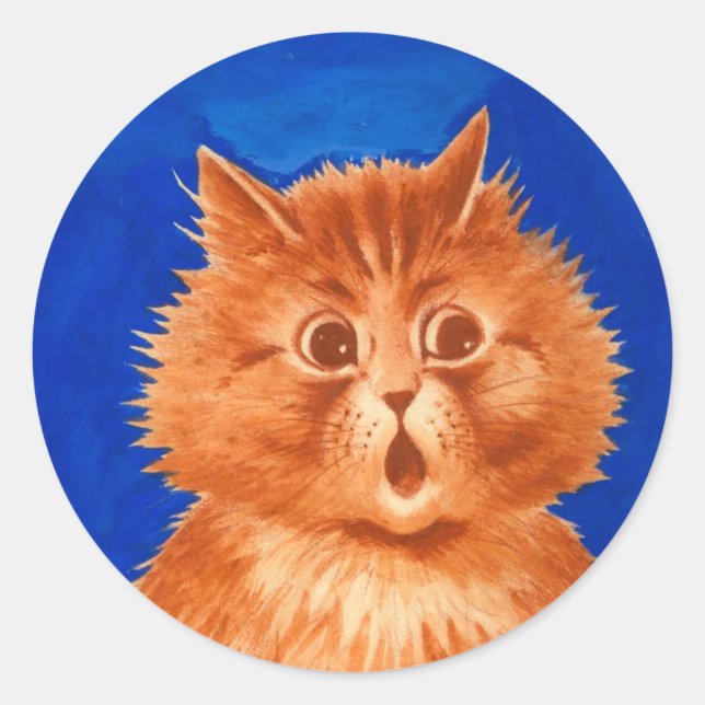 Sticker Rond Louis Wain Surpris Chat Orange (Devant)